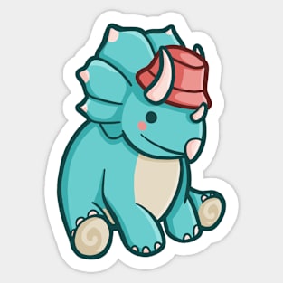 Cute Triceratops with Bucket Hat, Dino, Dinosaur Sticker